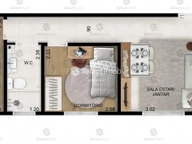 Apartamento com 40m² 2 quartos e 1 banheiro, à venda, no bairro Vila Bocaina em Mauá