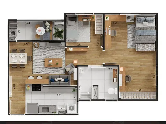 Apartamento 3 quartos e 2 banheiros, à venda, no bairro Bonfim em Campinas