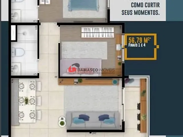 Apartamento 2 quartos e 1 banheiro, à venda, no bairro Santa Maria em São Caetano do Sul
