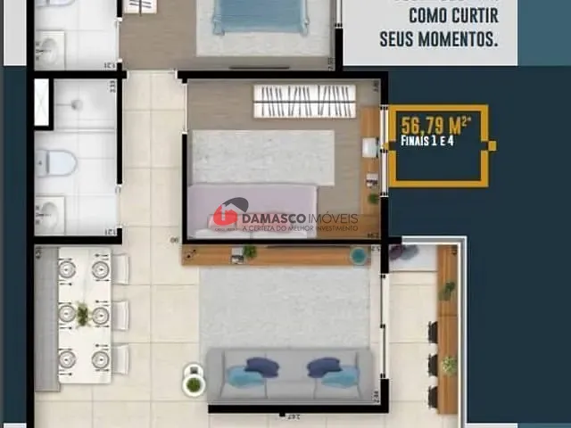 Apartamento 2 quartos e 1 banheiro, à venda, no bairro Santa Maria em São Caetano do Sul