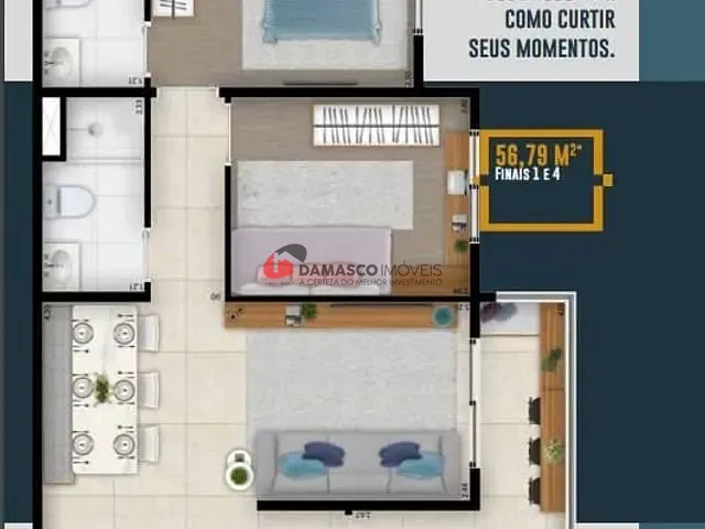 Apartamento 2 quartos e 1 banheiro, à venda, no bairro Santa Maria em São Caetano do Sul