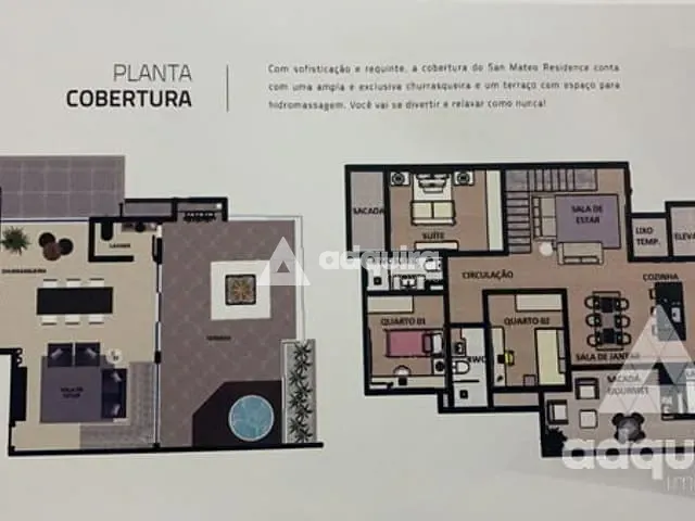 Cobertura / Penthouse com 338m² 3 quartos e 3 banheiros, à venda, no bairro Orfãs em Ponta Grossa