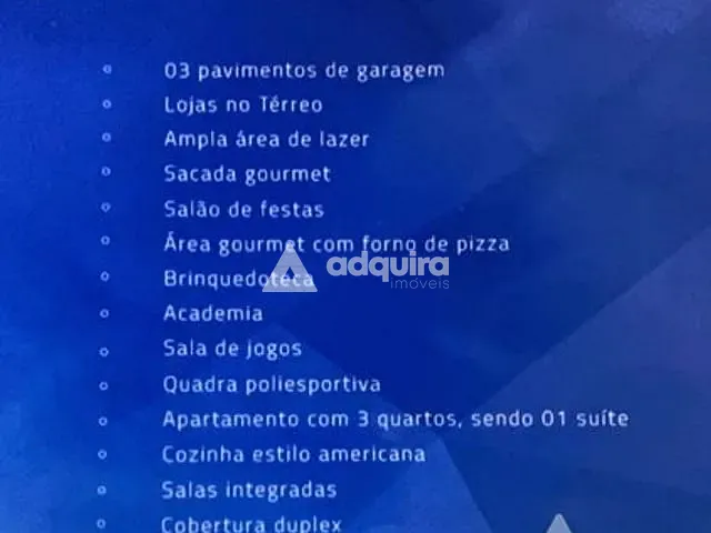 Cobertura / Penthouse com 338m² 3 quartos e 3 banheiros, à venda, no bairro Orfãs em Ponta Grossa