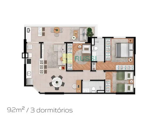 Apartamento com 94m² 3 quartos e 1 banheiro, à venda, no bairro jardim Aquarius em São José dos Campos
