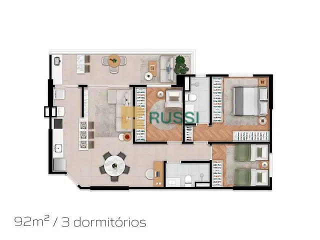 Apartamento com 94m² 3 quartos e 1 banheiro, à venda, no bairro jardim Aquarius em São José dos Campos