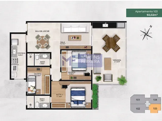 Apartamento com 92m² 3 quartos e 2 banheiros, à venda, no bairro Recreio dos Bandeirantes em Rio de Janeiro