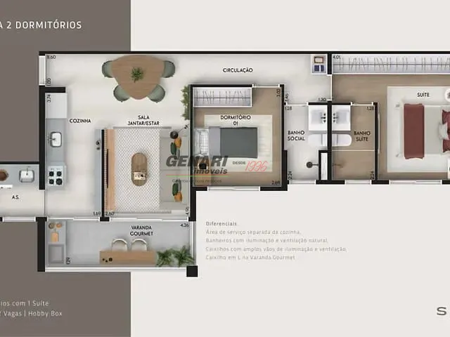 Apartamento com 70m² 2 quartos e 2 banheiros, à venda, no bairro Vila Georgina em Indaiatuba