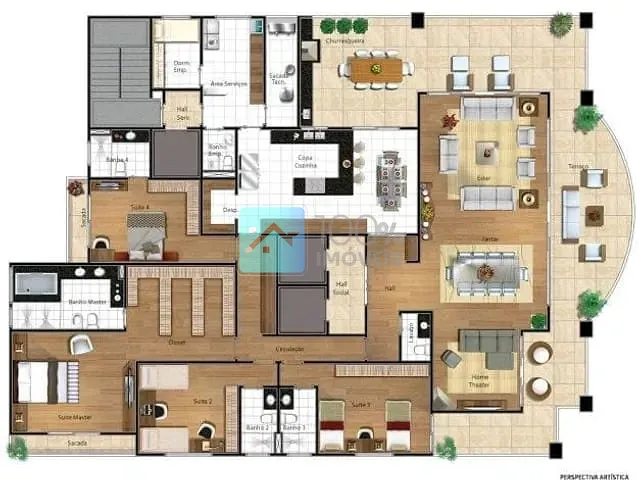 Apartamento 4 quartos e 7 banheiros, à venda, no bairro Parque Residencial Aquarius em São José dos Campos