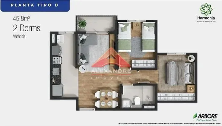 Apartamento, 2 quartos, 45 m² - Foto 1