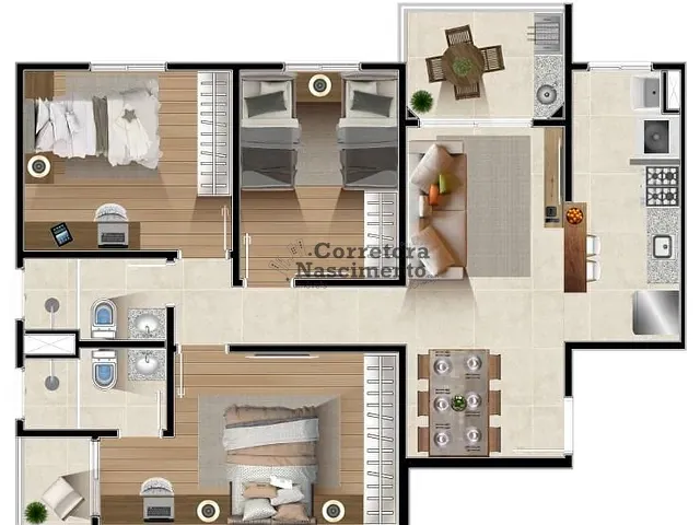 Apartamento 3 quartos e 2 banheiros, à venda, no bairro Centro em Jacareí