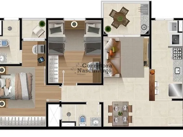 Apartamento 2 quartos e 2 banheiros, à venda, no bairro Centro em Jacareí
