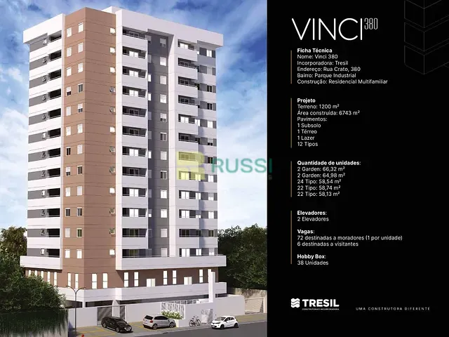 Apartamento com 58m² 2 quartos e 2 banheiros, à venda, no bairro Parque Industrial em São José dos Campos