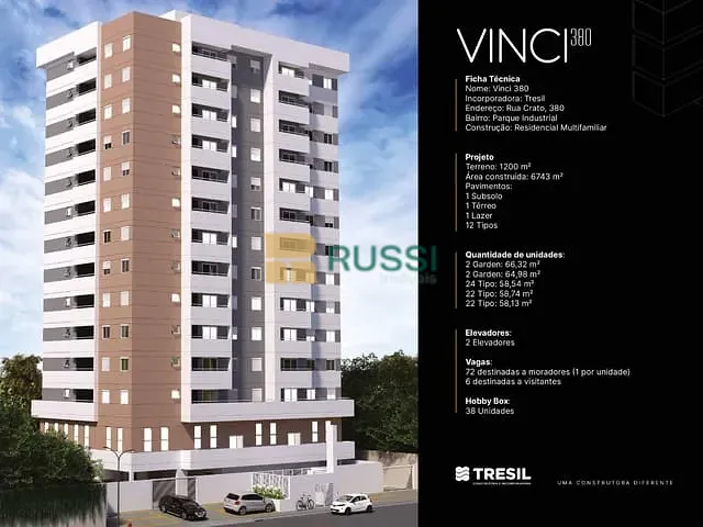 Apartamento com 58m² 2 quartos e 2 banheiros, à venda, no bairro Parque Industrial em São José dos Campos