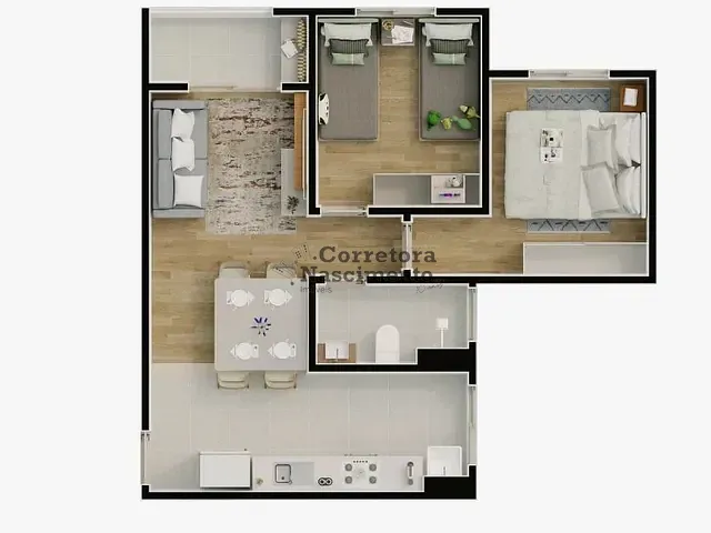 Apartamento 2 quartos e 1 banheiro, à venda, no bairro Vila Pinheiro em Jacareí