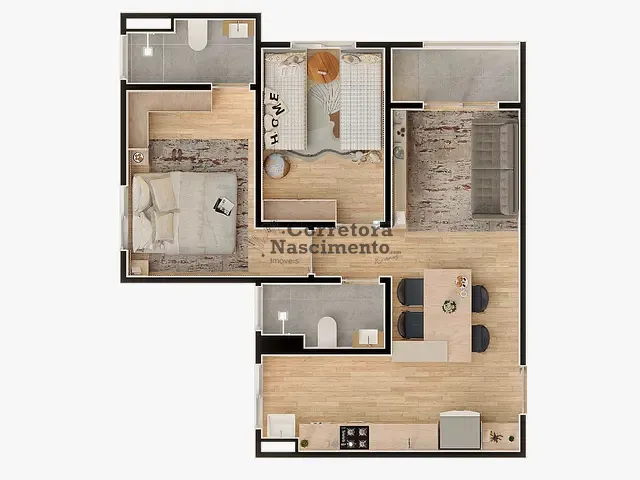 Apartamento 2 quartos e 2 banheiros, à venda, no bairro Vila Pinheiro em Jacareí