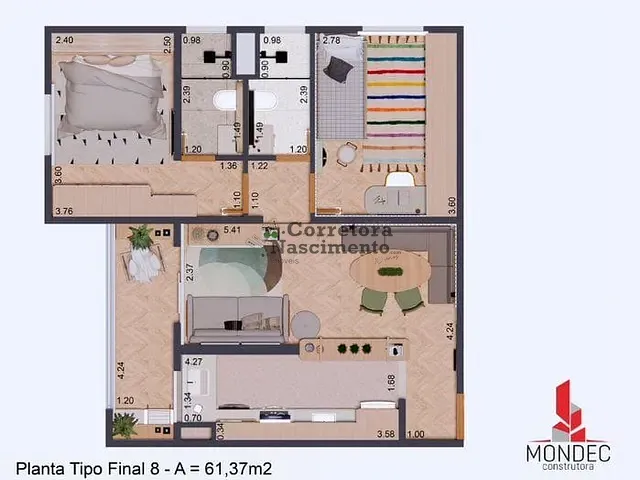 Apartamento 2 quartos e 1 banheiro, à venda, no bairro Jardim Santa Maria em Jacareí