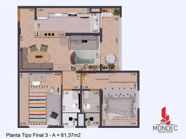 Apartamento 2 quartos e 1 banheiro, à venda, no bairro Jardim Santa Maria em Jacareí