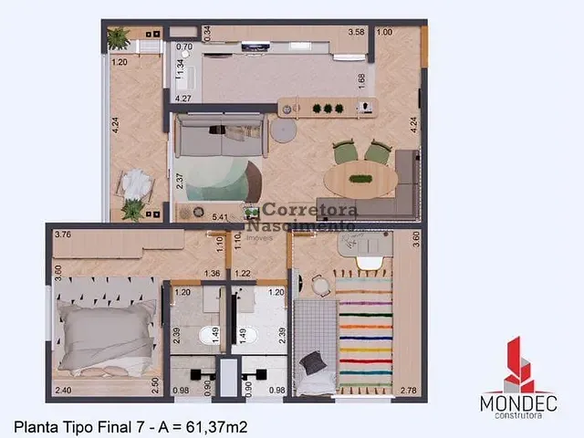 Apartamento 2 quartos e 1 banheiro, à venda, no bairro Jardim Santa Maria em Jacareí