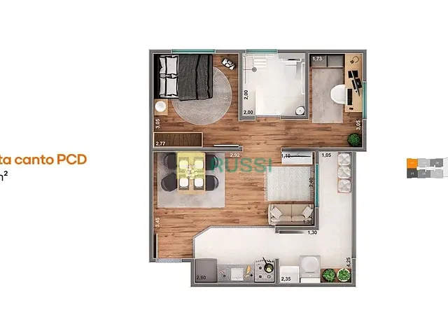 Apartamento 2 quartos e 2 banheiros, à venda, no bairro Parque Residencial Flamboyant em São José dos Campos