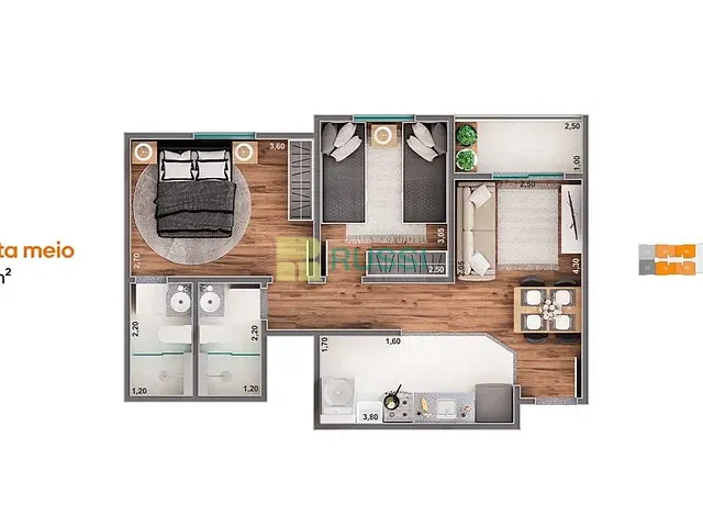 Apartamento 2 quartos e 2 banheiros, à venda, no bairro Parque Residencial Flamboyant em São José dos Campos