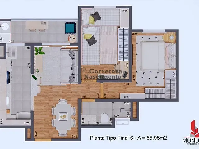 Apartamento 2 quartos e 1 banheiro, à venda, no bairro Jardim Santa Maria em Jacareí