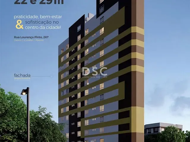 Apartamento com 47m² 1 quarto e 1 banheiro, à venda, no bairro Centro em Curitiba