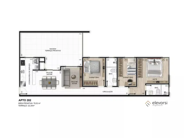 Apartamento 3 quartos e 2 banheiros, à venda, no bairro Emiliano Perneta em Pinhais