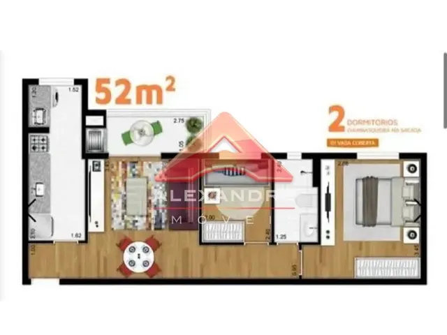 Apartamento com 52m² 2 quartos e 1 banheiro, à venda, no bairro Pagador de Andrade em Jacareí