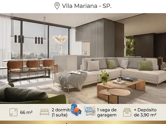 Apartamento com 2858m² 2 quartos e 2 banheiros, à venda, no bairro Vila Mariana em São Paulo