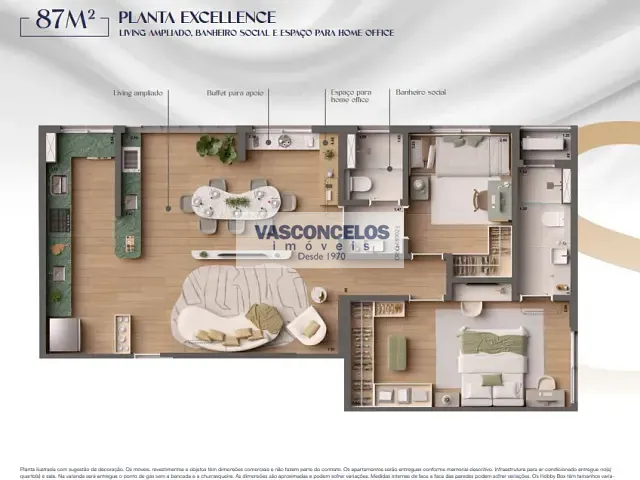 Apartamento com 167m² 3 quartos e 3 banheiros, à venda, no bairro Jardim Apolo I em São José dos Campos