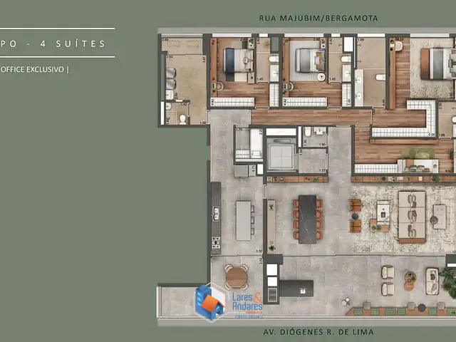 Apartamento com 327m² 4 quartos e 6 banheiros, à venda, no bairro Alto de Pinheiros em São Paulo