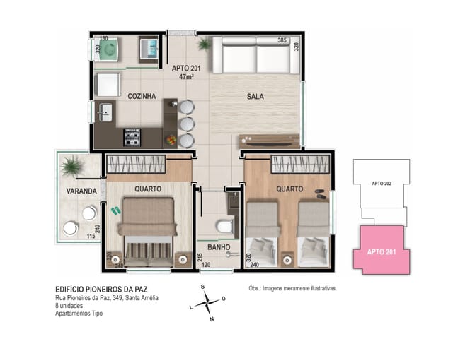 Foto do Apartamento - Apartamento com 47 m² , 2 Quartos com Varanda, Sala, Cozinha e 1 Vaga de garagem no Santa Amélia em BH-MG! | Deltalar Imóveis