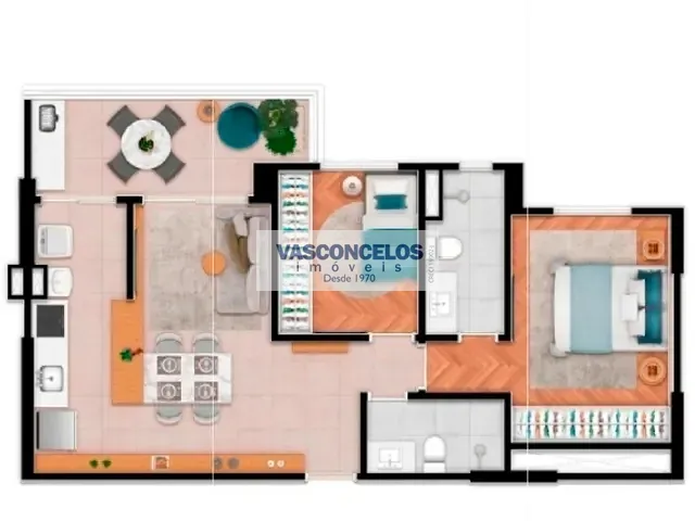 Apartamento 2 quartos e 2 banheiros, à venda, no bairro Condomínio Royal Park em São José dos Campos