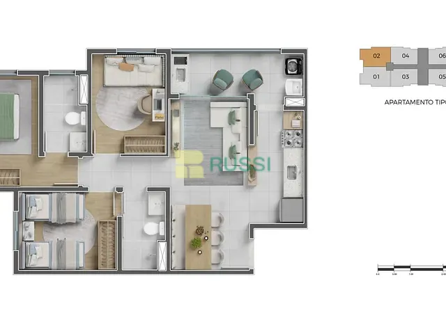 Apartamento com 81m² 3 quartos e 2 banheiros, à venda, no bairro Palmeiras de São José em São José dos Campos