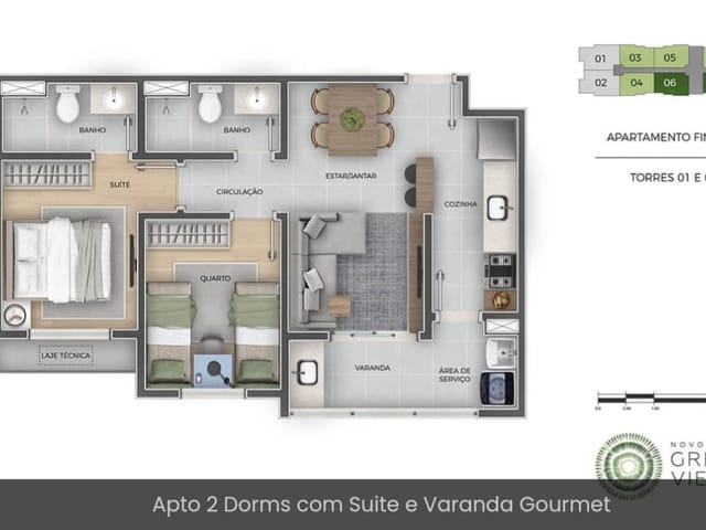 Apartamento 2 quartos e 2 banheiros, à venda, no bairro Jardim das Indústrias em São José dos Campos