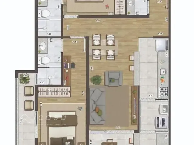 Apartamento com 89m² 2 quartos e 1 banheiro, à venda, no bairro Itaguá em Ubatuba