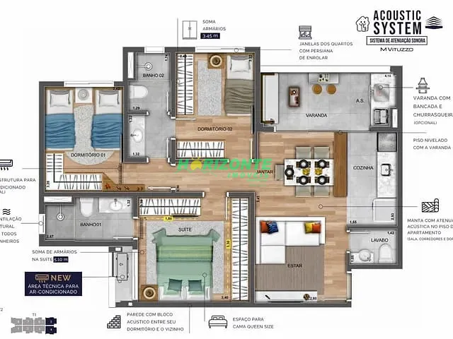 Apartamento com 133m² 3 quartos e 2 banheiros, à venda, no bairro Vila Industrial em São José dos Campos