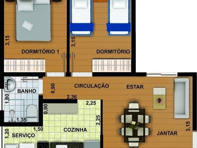 Foto do Apartamento - Apartamento à venda 2 Quartos, 1 Vaga, 48M², Parque Manchester, Sorocaba - SP | Bloco 1 | Ary Proenca Negócios Imobiliários Ltda