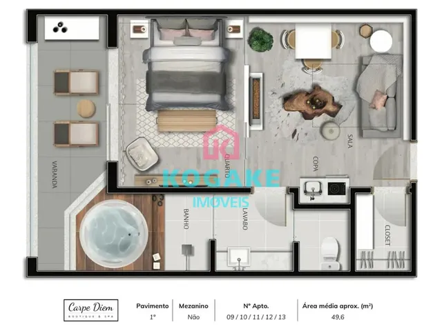 Apartamento com 50m² 1 quarto e 2 banheiros, à venda, no bairro Morro Do Elefante em Campos Do Jordão
