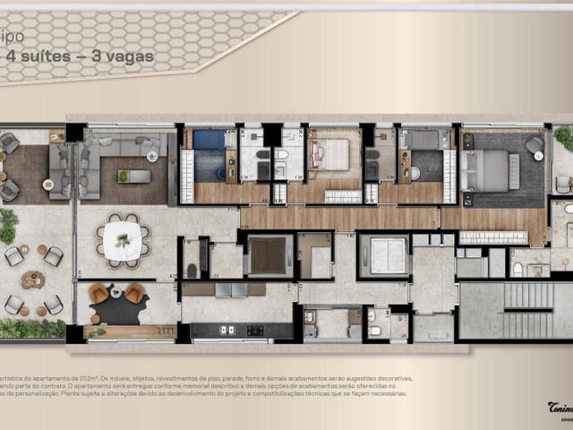 Apartamento com 252m² 4 quartos e 6 banheiros, à venda, no bairro Jardim Paulista em São Paulo