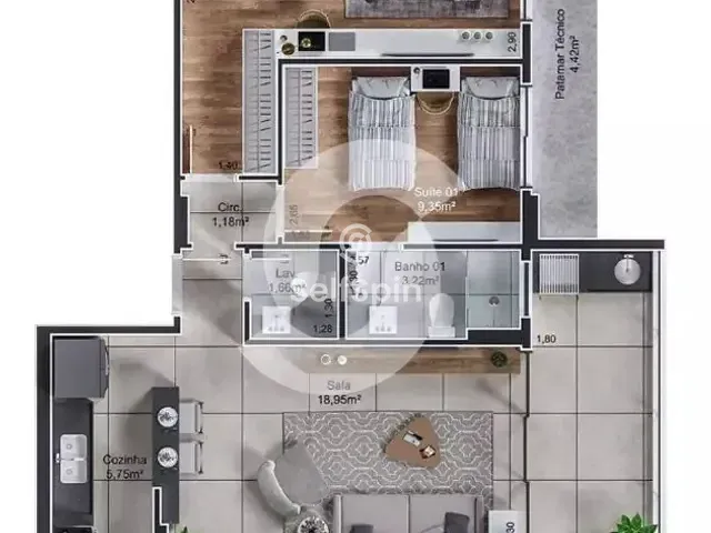 Apartamento 2 quartos e 3 banheiros, para alugar, no bairro Piratininga em Niterói