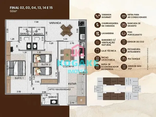 Apartamento com 66m² 2 quartos e 2 banheiros, à venda, no bairro Maranduba em Ubatuba