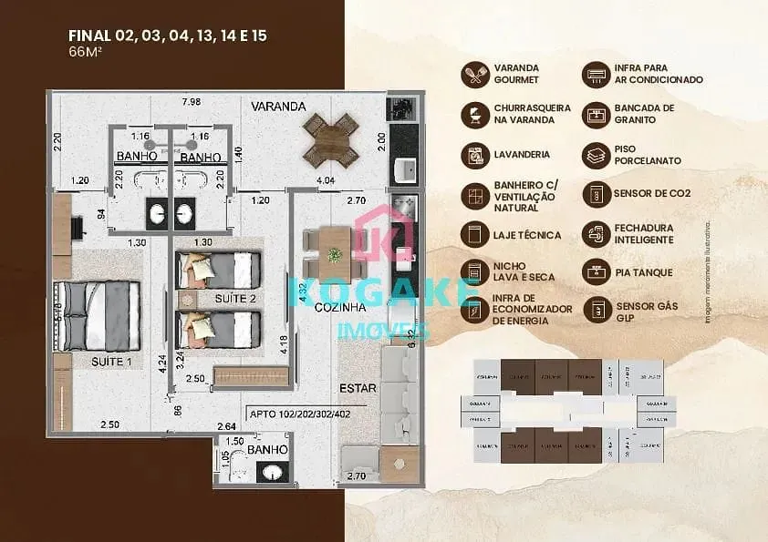 Apartamento, 2 quartos, 66 m² - Foto 1