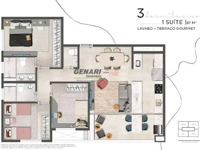 Apartamento com 87m² 3 quartos e 3 banheiros, à venda, no bairro Centro em Indaiatuba