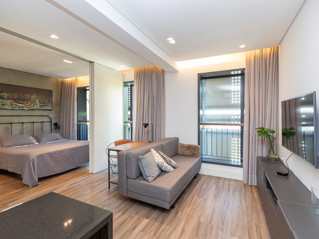 Foto do Apartamento - Studio moderno e completo, com 41m², varanda e serviços exclusivos em Moema | Paulista Imóveis