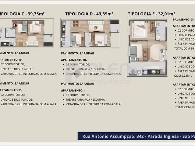 Apartamento com 32m² 2 quartos e 1 banheiro, à venda, no bairro Parada Inglesa em São Paulo