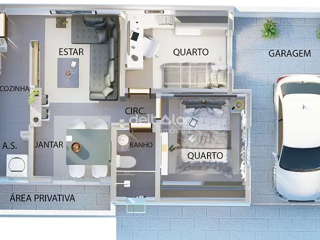 Apartamento com 47m² 2 quartos e 1 banheiro, à venda, no bairro Jardim Leblon em Belo Horizonte