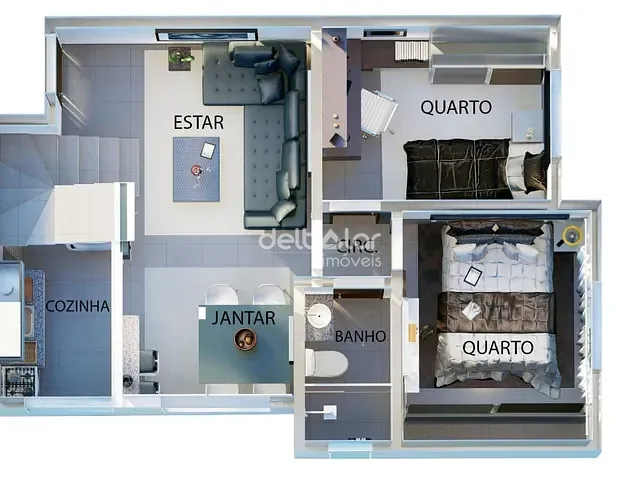 Apartamento com 47m² 2 quartos e 1 banheiro, à venda, no bairro Jardim Leblon em Belo Horizonte