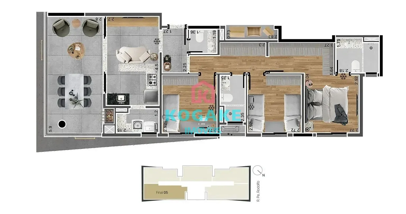 Apartamento, 3 quartos, 93 m² - Foto 1