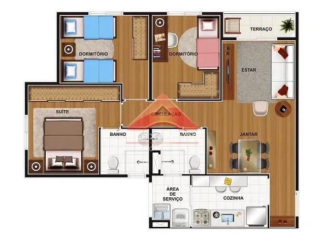 Apartamento com 64m² 3 quartos e 2 banheiros, à venda, no bairro Conjunto Residencial Trinta e Um de Março em São José dos Campos